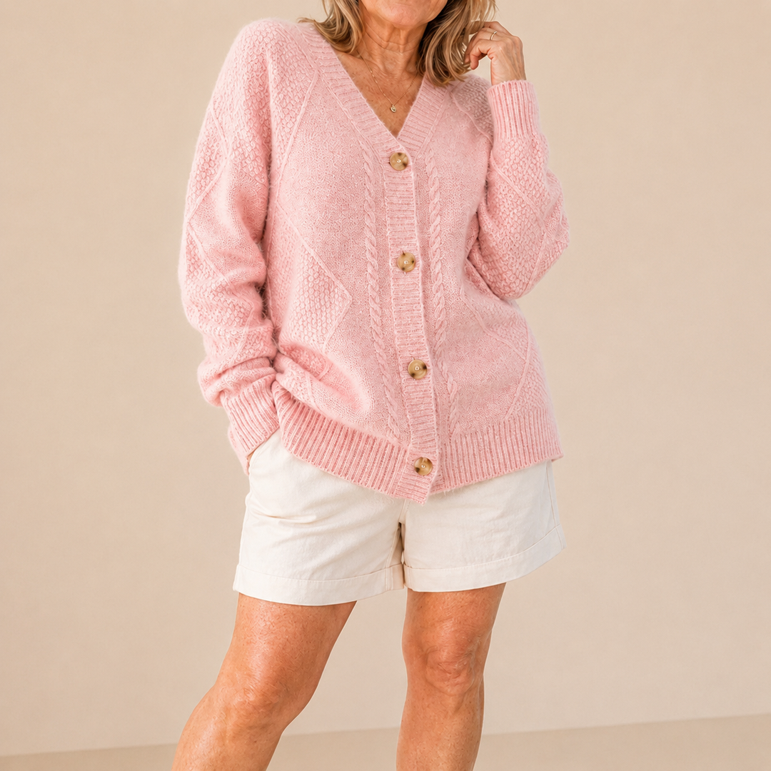 Halcyon - Cardigan in maglia con bottone e tocco morbido