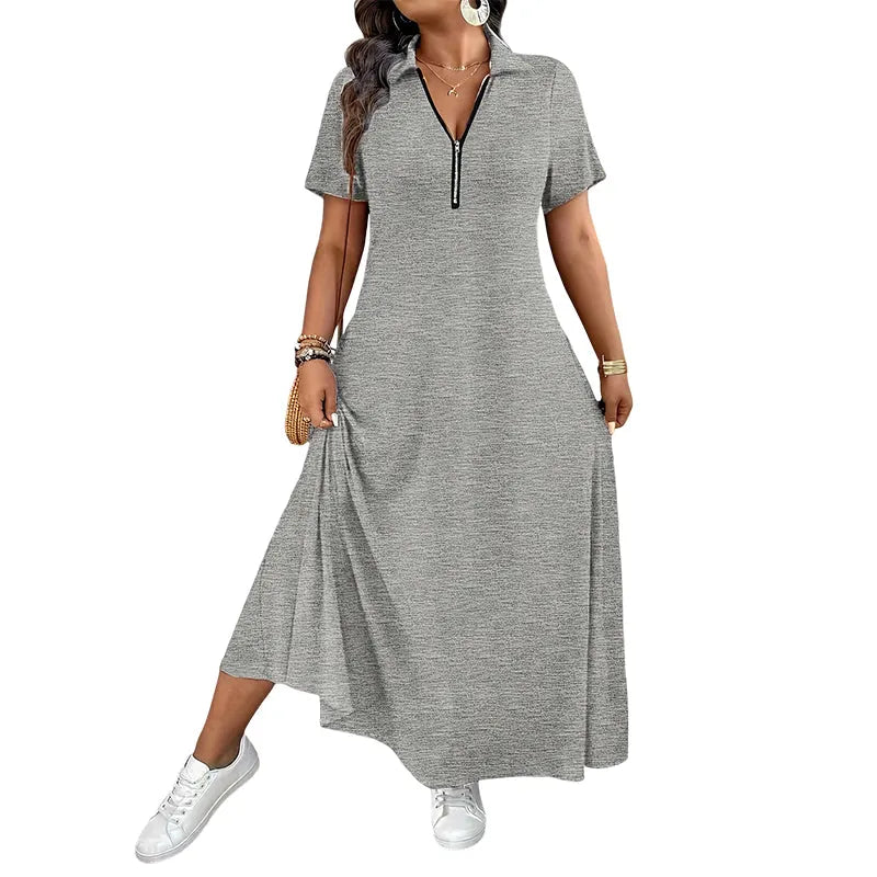 Primelle - Abito lungo soft touch con zip al collo