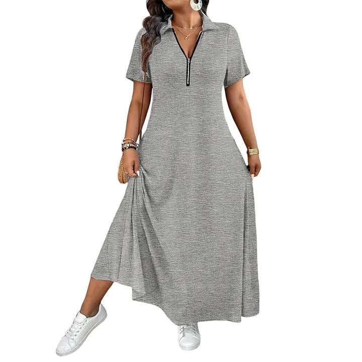 Primelle - Abito lungo soft touch con zip al collo