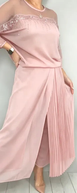 Caia - Completo due pezzi impreziosito con pantaloni a pieghe