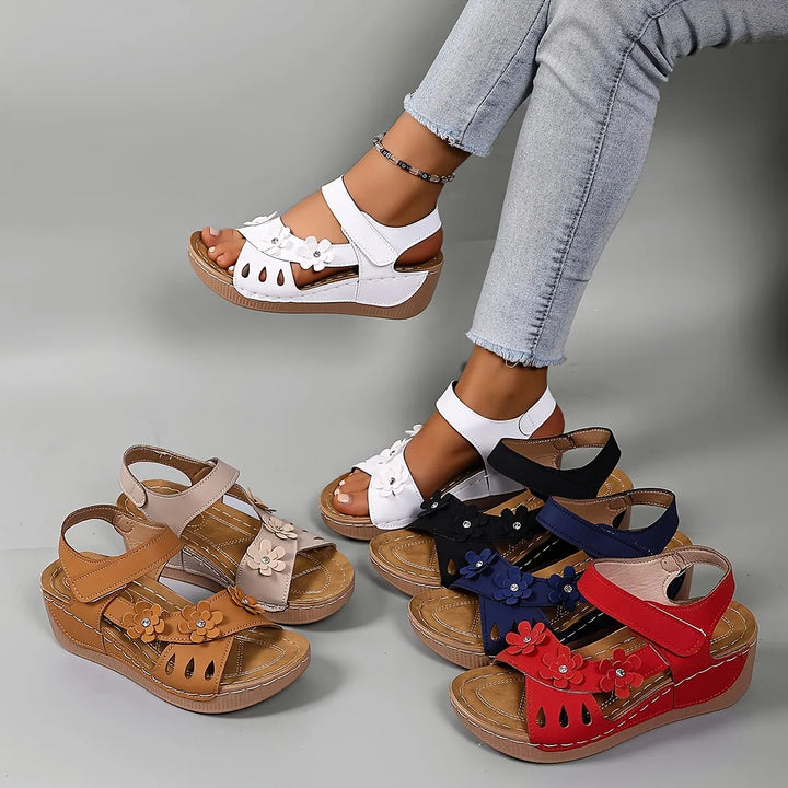 Fiorelia - Sandali con zeppa floreali comodi