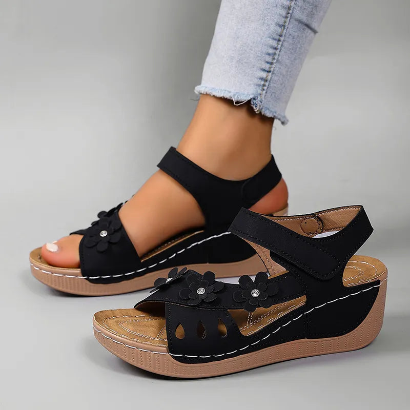 Fiorelia - Sandali con zeppa floreali comodi