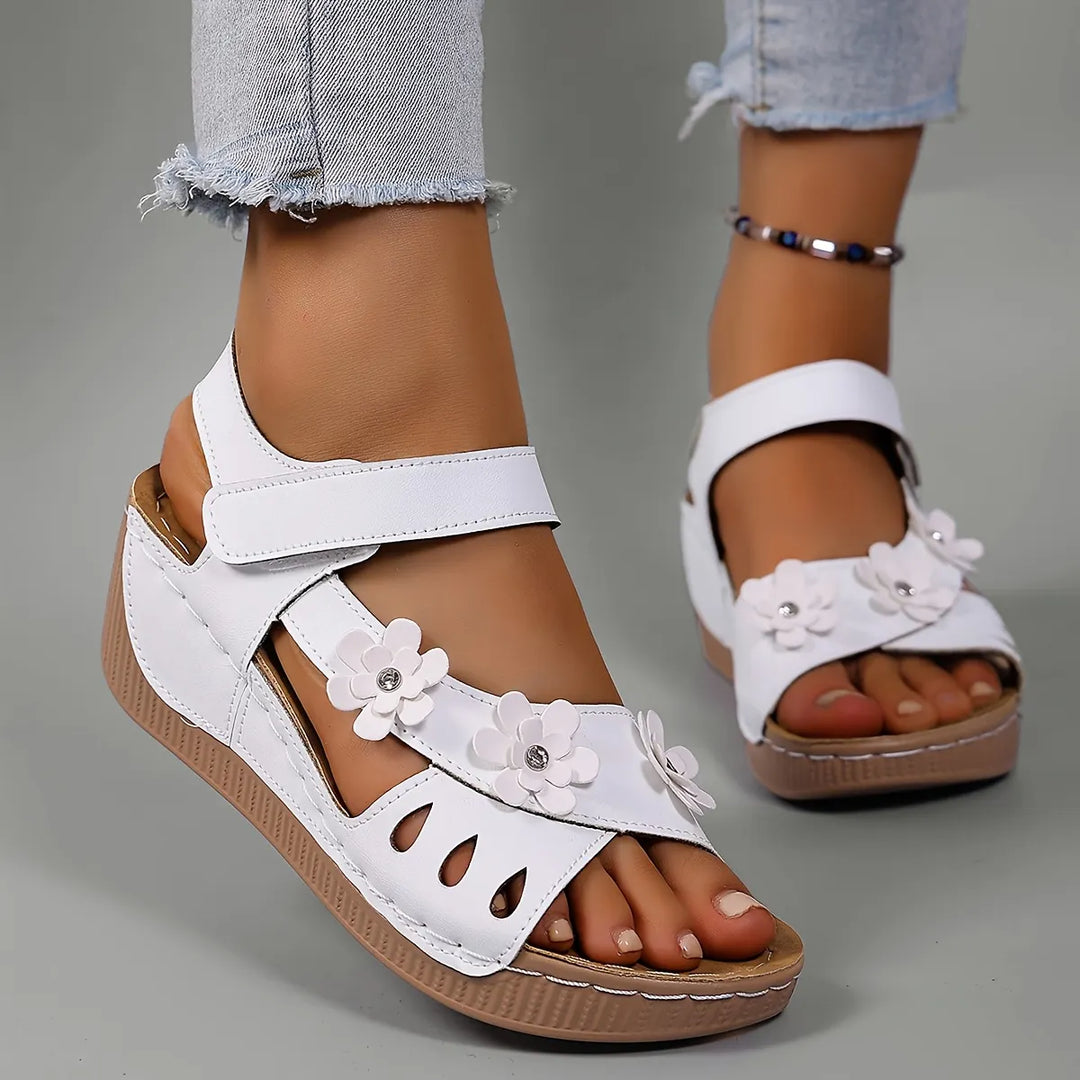 Fiorelia - Sandali con zeppa floreali comodi