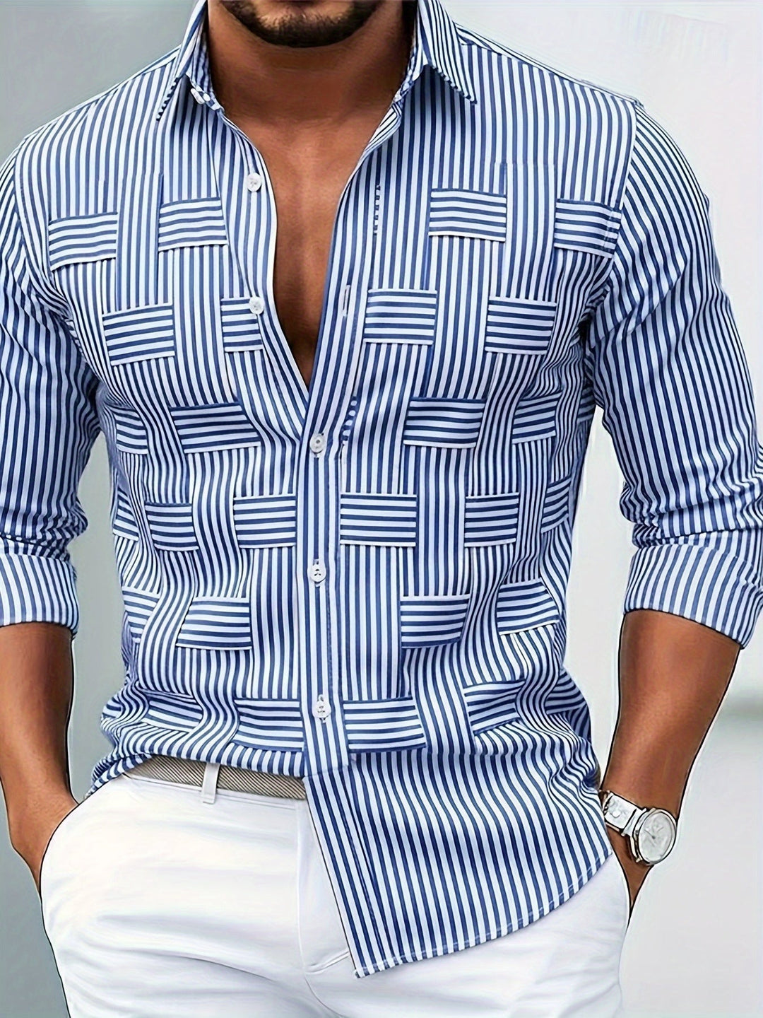 Bexhill - Camicia a righe a maniche lunghe con lavaggio vintage