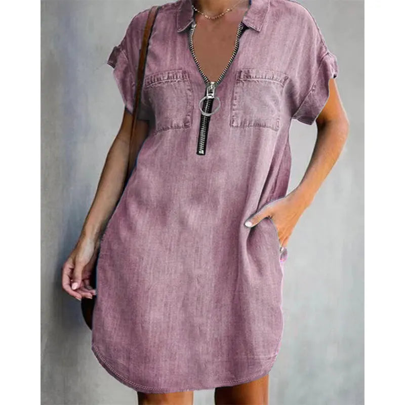 Genevalle - Abito casual in chambray con tasche