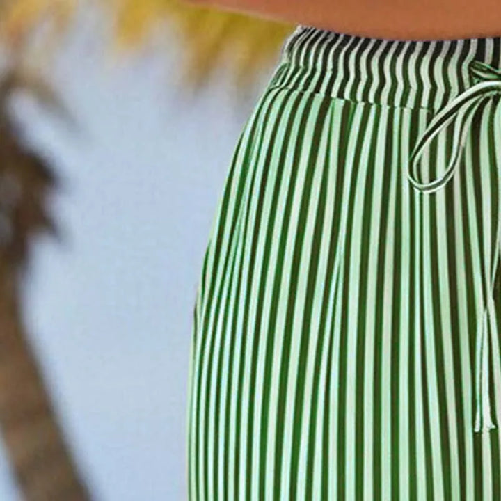 Roselina - Pantaloni capri a righe con coulisse in vita