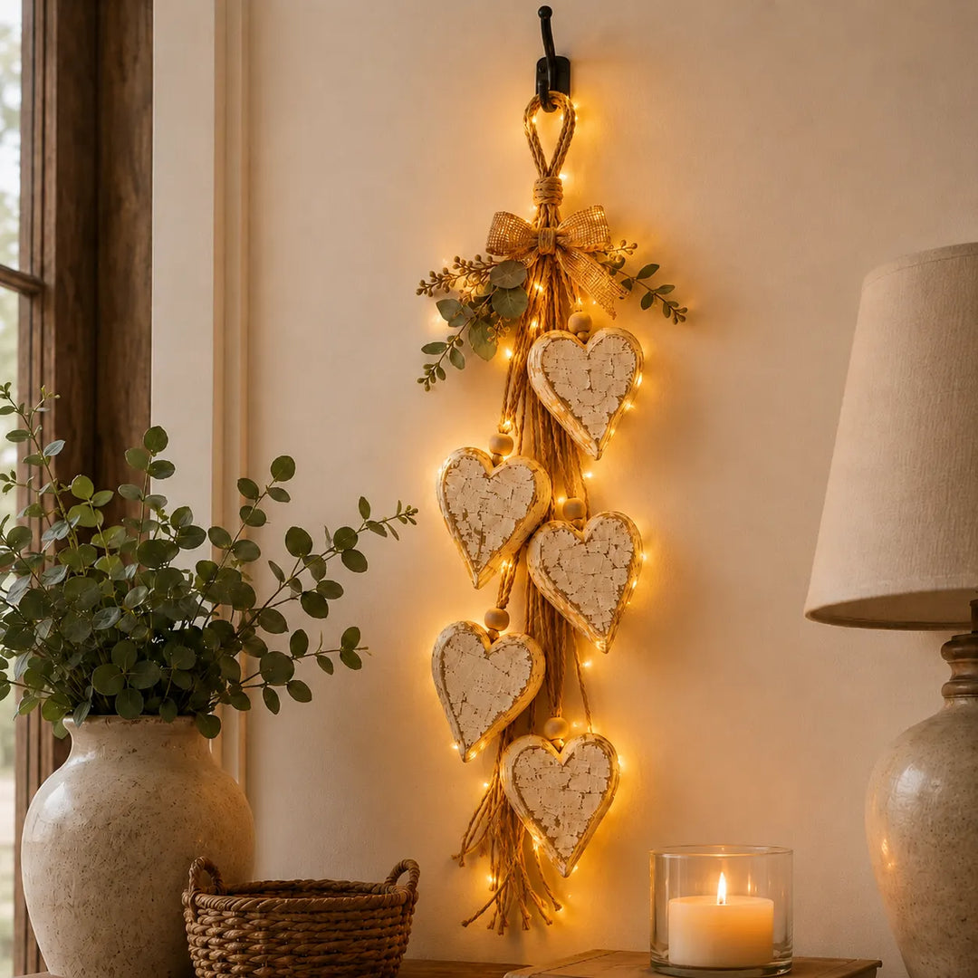 Alinora - Pendente da parete con nappa a forma di cuore in finitura anticata