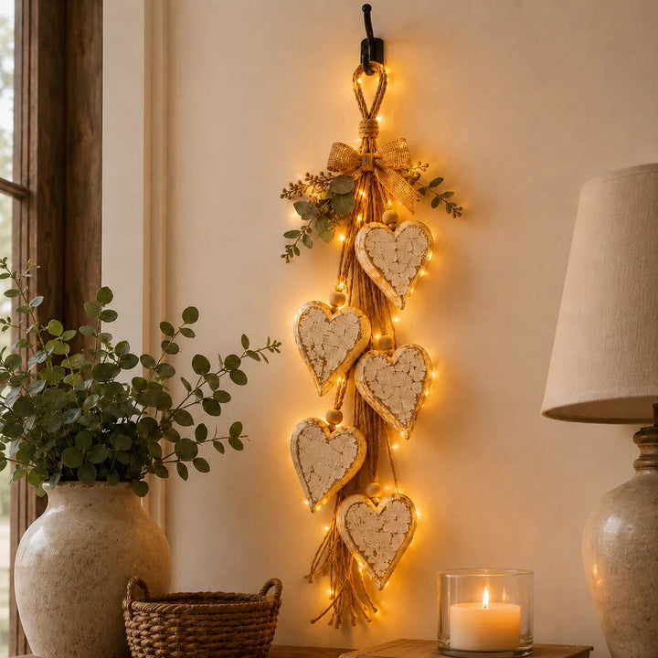Alinora - Pendente da parete con nappa a forma di cuore in finitura anticata