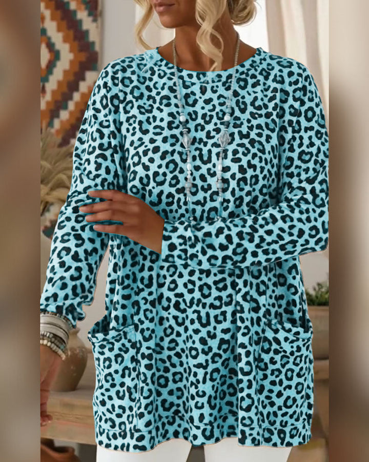 Calivelle - Top a maniche lunghe leopardato soft touch