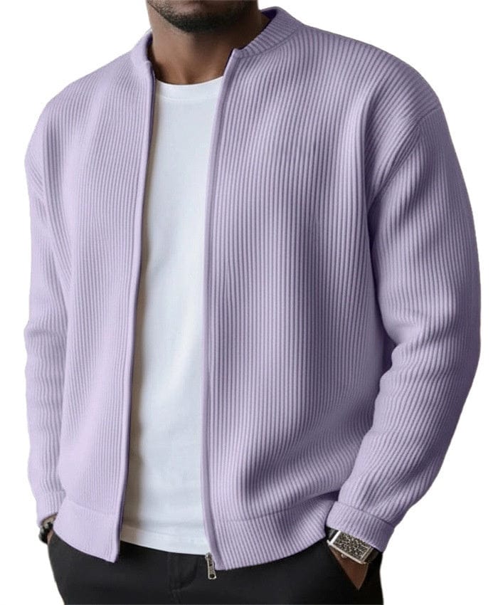 Foster - Cardigan a coste con zip frontale