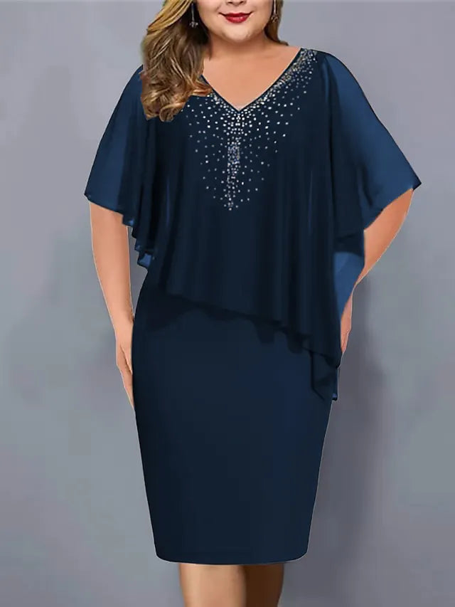 Lirienne - Abito midi con scollo a V e strass premium