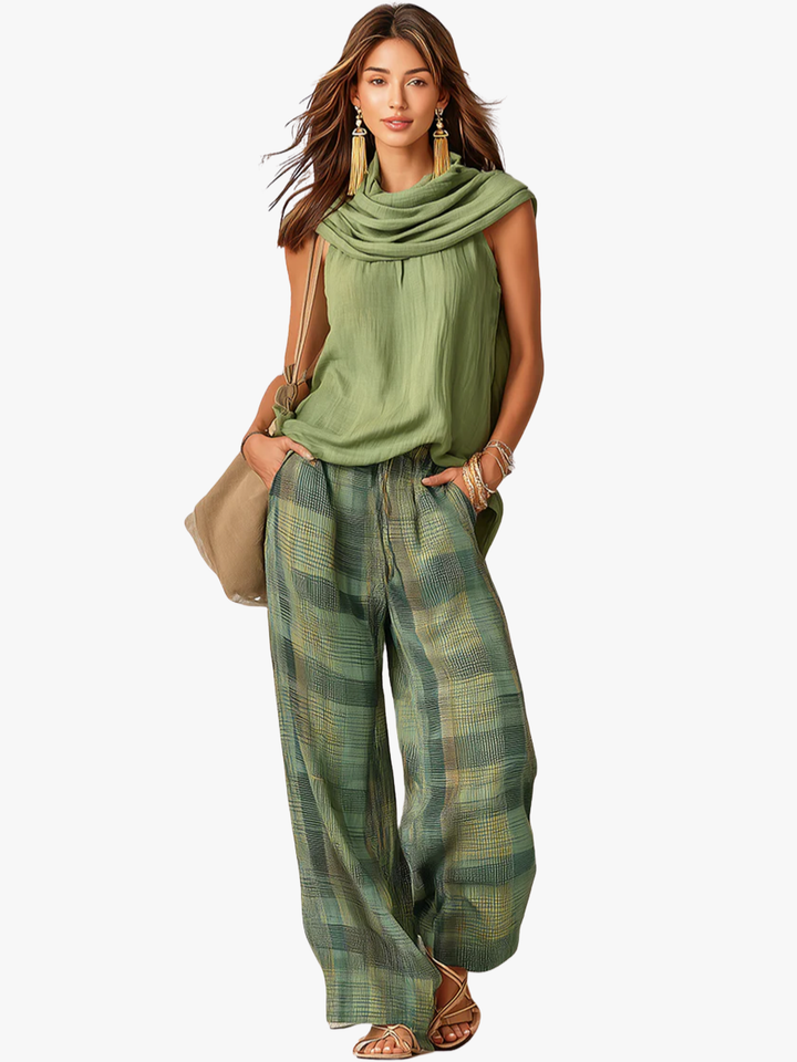 Calienna - Coordinato con blusa leggera e pantaloni a gamba ampia
