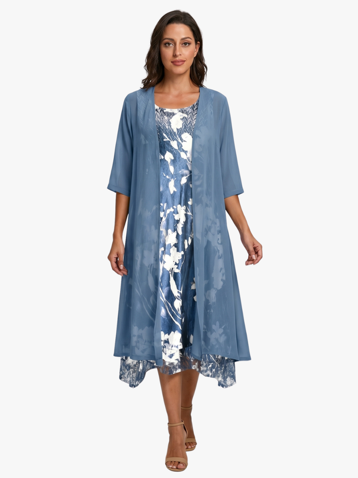 Delavelle - Coordinato con abito midi elegante a strati