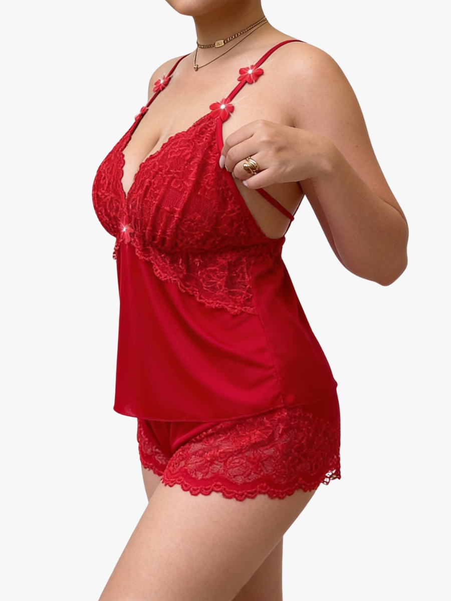 Maelynn - Completo top a spalline e shorts di lusso