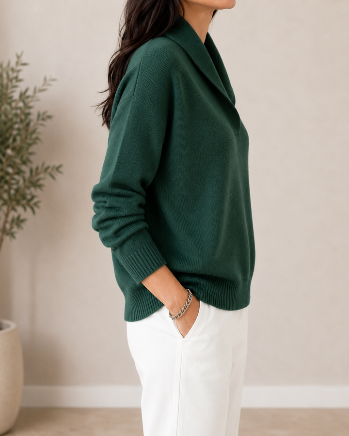 Amandina - Maglione con scollo a V morbido al tatto
