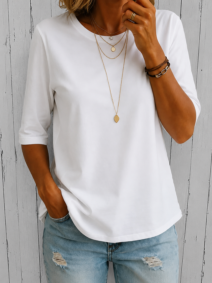 Bellavie - Blusa classica con collo rotondo