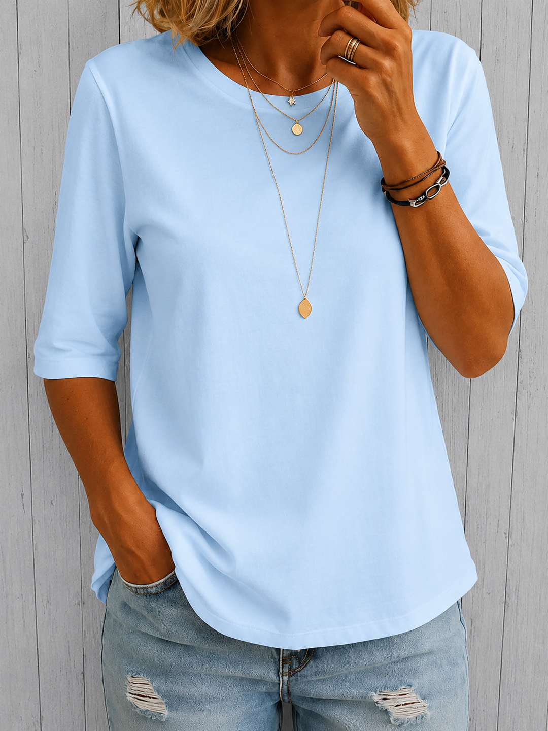 Bellavie - Blusa classica con collo rotondo