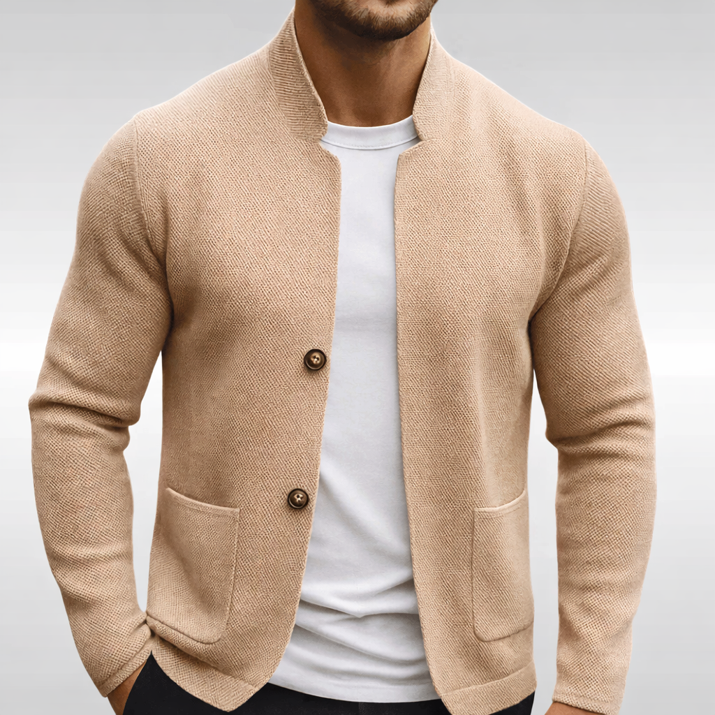 Eldhaven - Blazer testurizzato con collo alla coreana