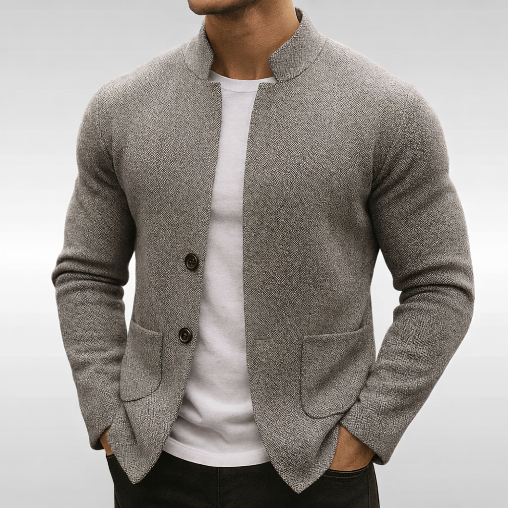 Eldhaven - Blazer testurizzato con collo alla coreana