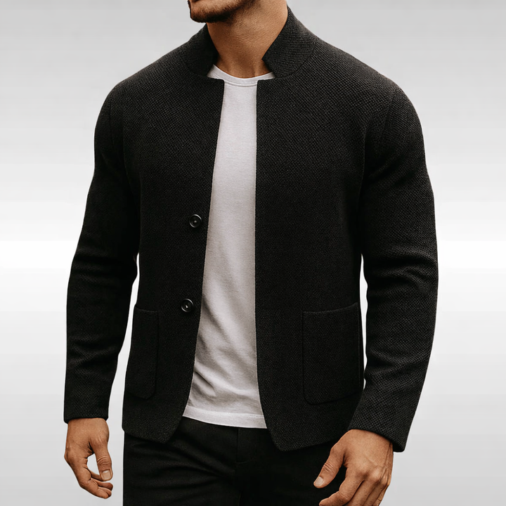 Eldhaven - Blazer testurizzato con collo alla coreana