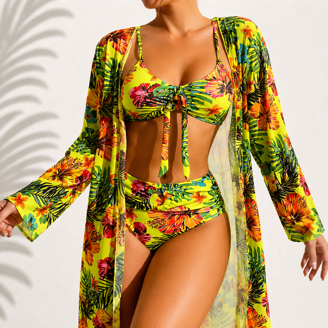 Brialise - Coordinato con bikini modellante a vita alta e kimono