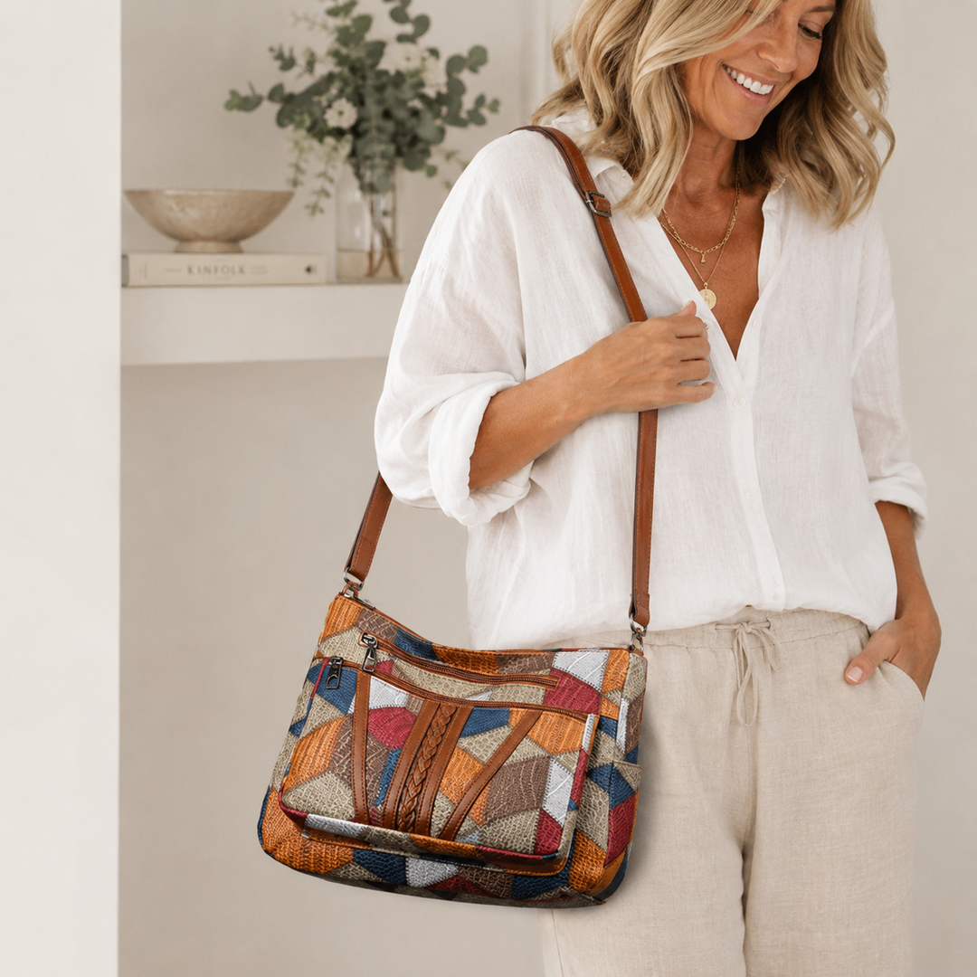 Lauranique - Borsa a tracolla patchwork morbida al tatto