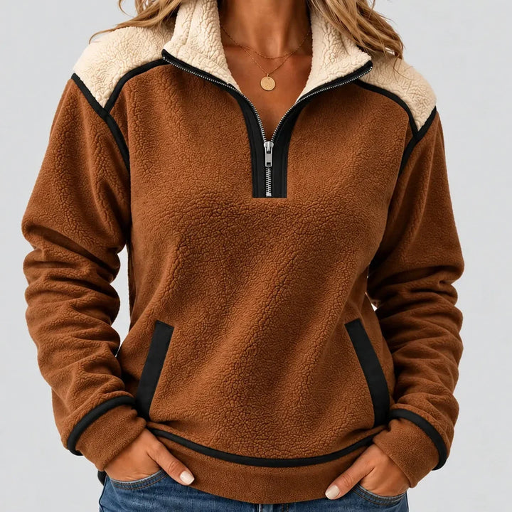 Coraia - Pullover in pile con mezza zip