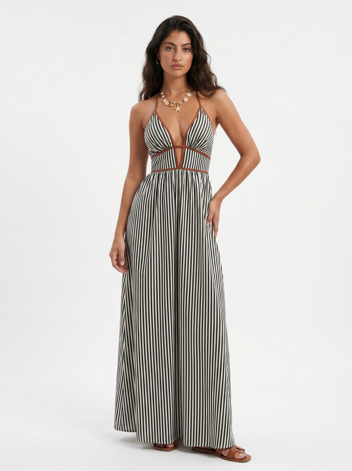Lilliet - Abito lungo scultoreo con collo all'americana