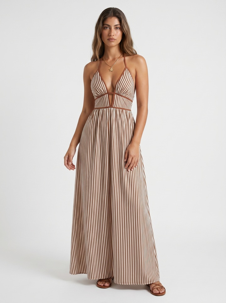 Lilliet - Abito lungo scultoreo con collo all'americana