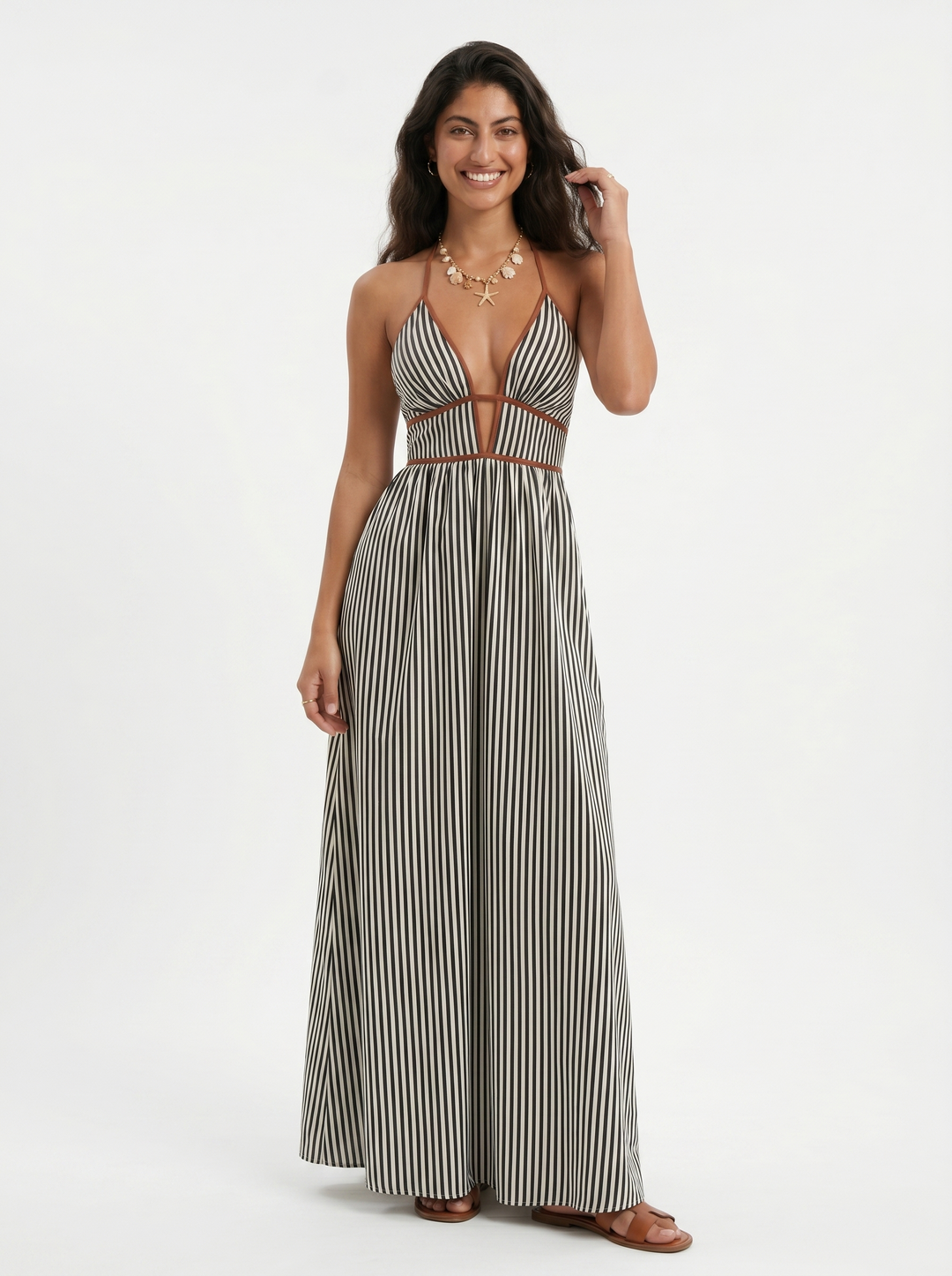 Lilliet - Abito lungo scultoreo con collo all'americana
