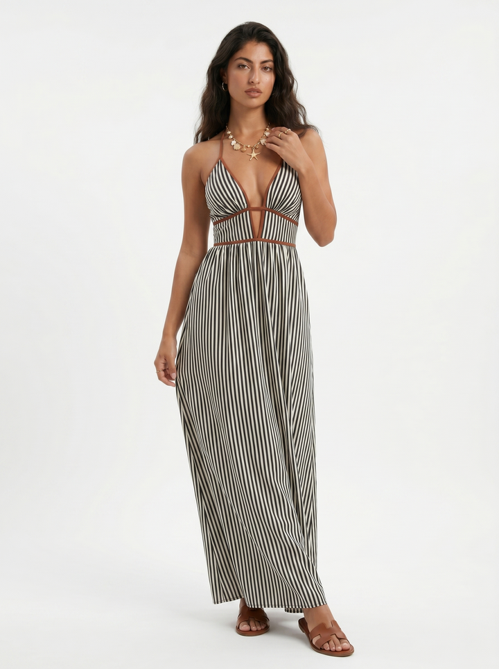 Lilliet - Abito lungo scultoreo con collo all'americana