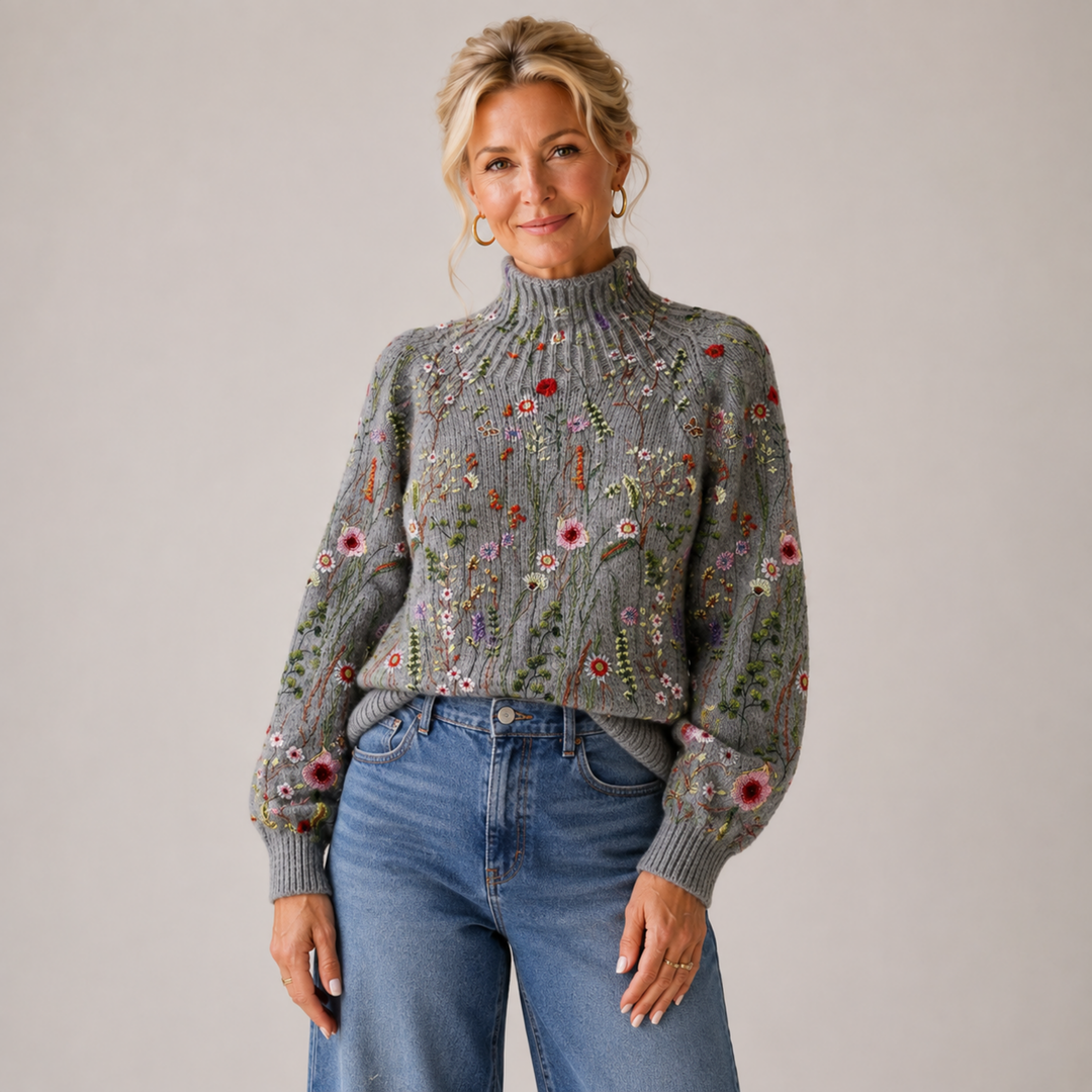 Adorelia - Maglione floreale soft-touch