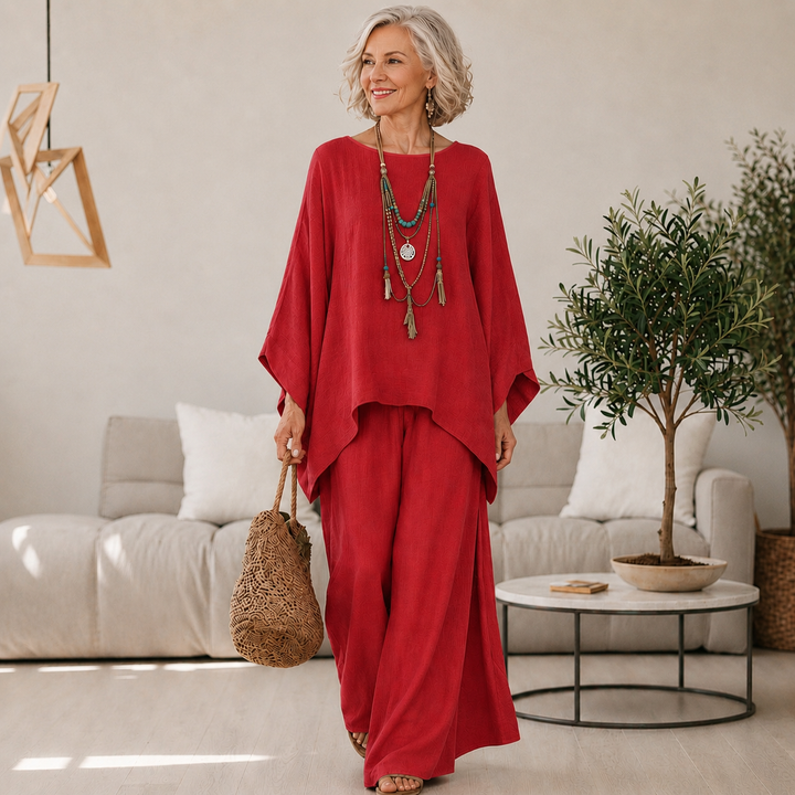 Annisette - Coordinato due pezzi con pantaloni a gamba larga e dal tocco morbido