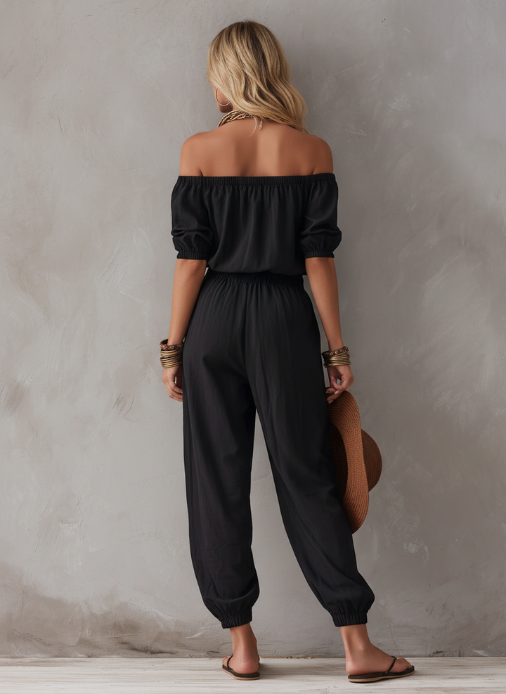 Neralia - Tuta leggera con scollo Bardot