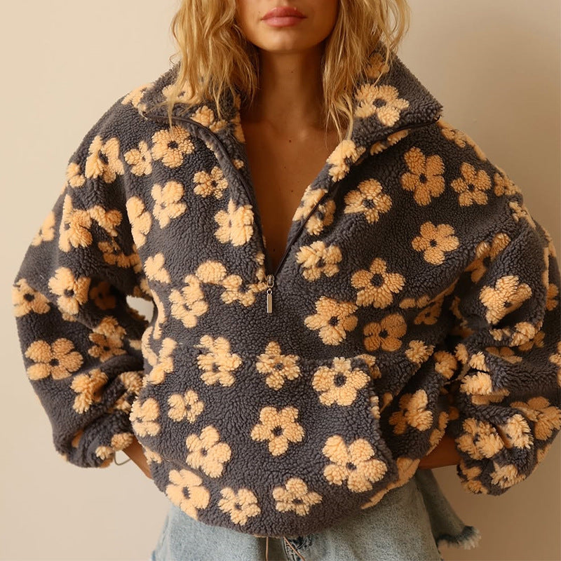 Clemency - Pullover in Fleece floreale e confortevole