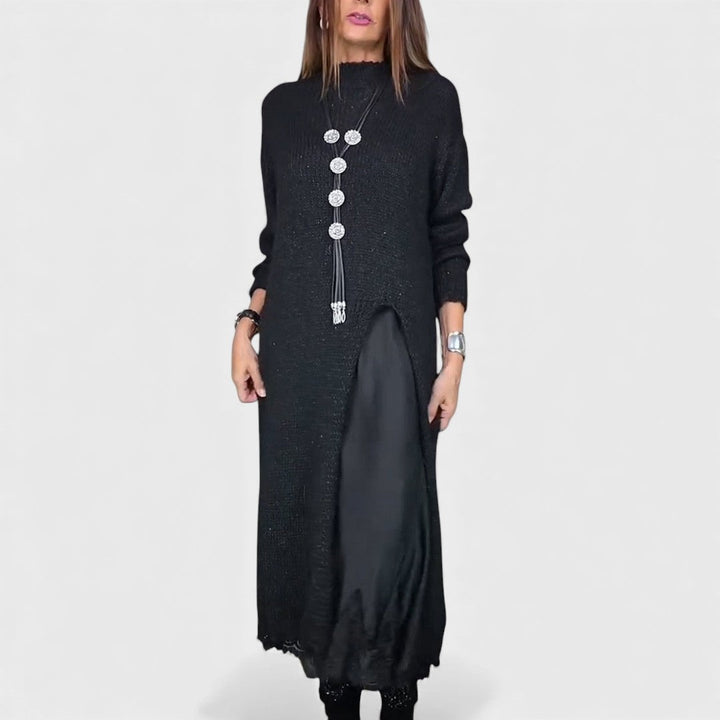 Aravina - Coordinato pullover e abito a strati, morbido al tatto
