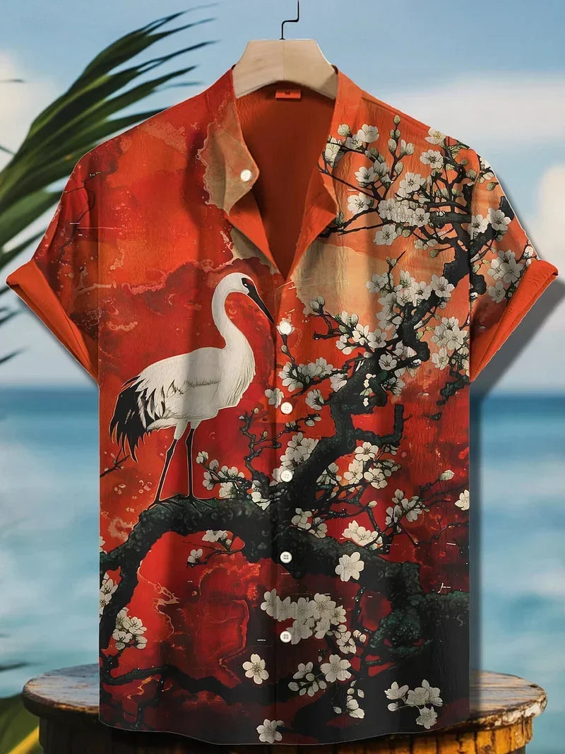 Ulric - Camicia a bottoni con stampa a tema costiero