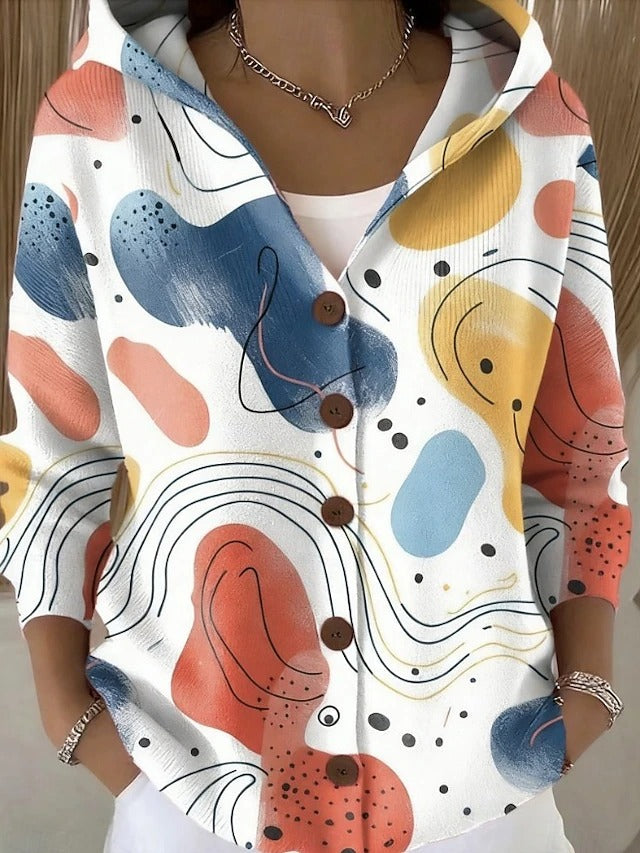 Thealyn - Giacca in maglia a blocchi di colore con cappuccio