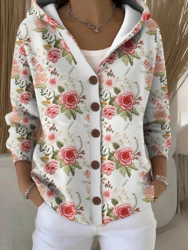 Thealyn - Giacca in maglia a blocchi di colore con cappuccio