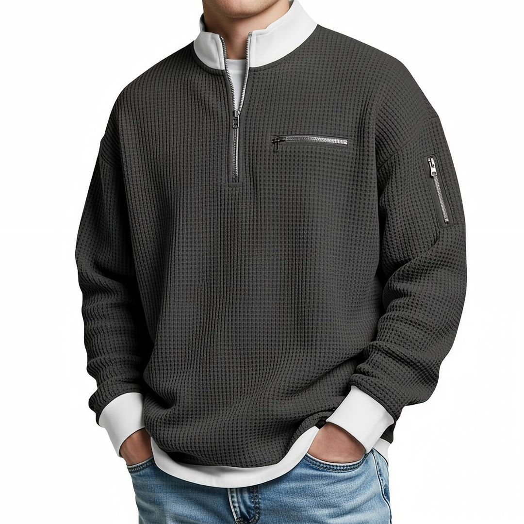 Brice - Maglione a mezza zip in maglia a nido d'ape