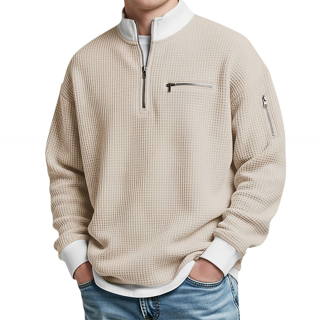 Brice - Maglione a mezza zip in maglia a nido d'ape