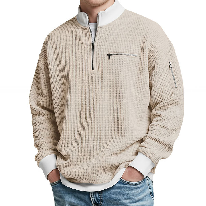 Brice - Maglione a mezza zip in maglia a nido d'ape