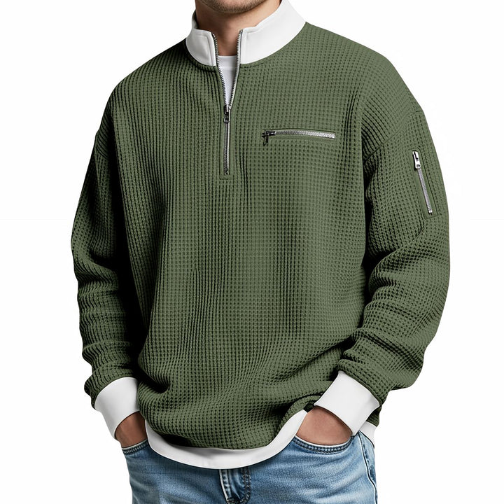 Brice - Maglione a mezza zip in maglia a nido d'ape