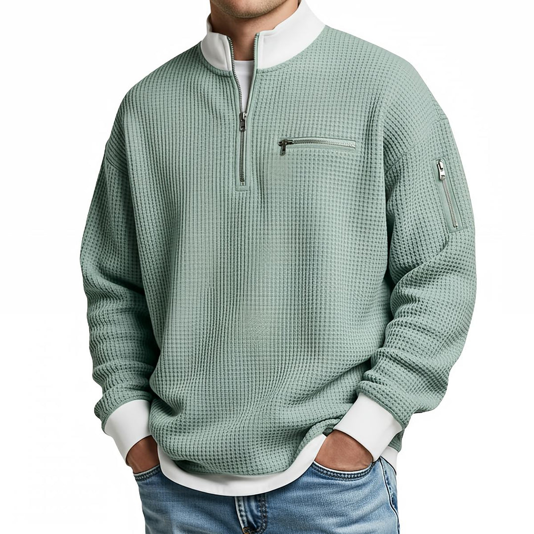 Brice - Maglione a mezza zip in maglia a nido d'ape