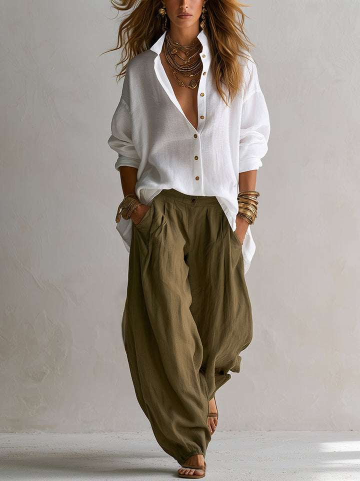 Coravelle - Coordinato camicia scultorea e pantaloni a palloncino