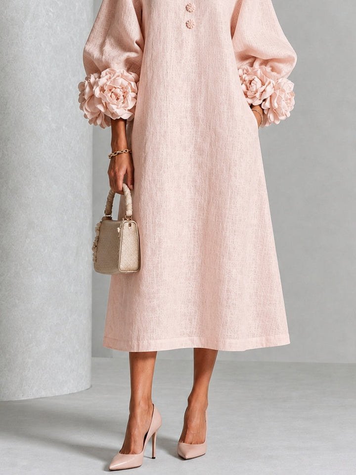 Estelora - Abito midi floreale scultoreo