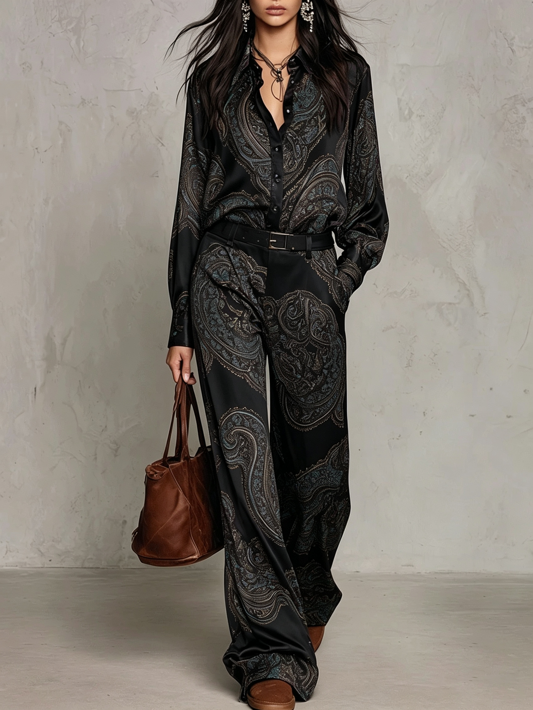 Lorelei - Coordinato due pezzi in seta con stampa paisley