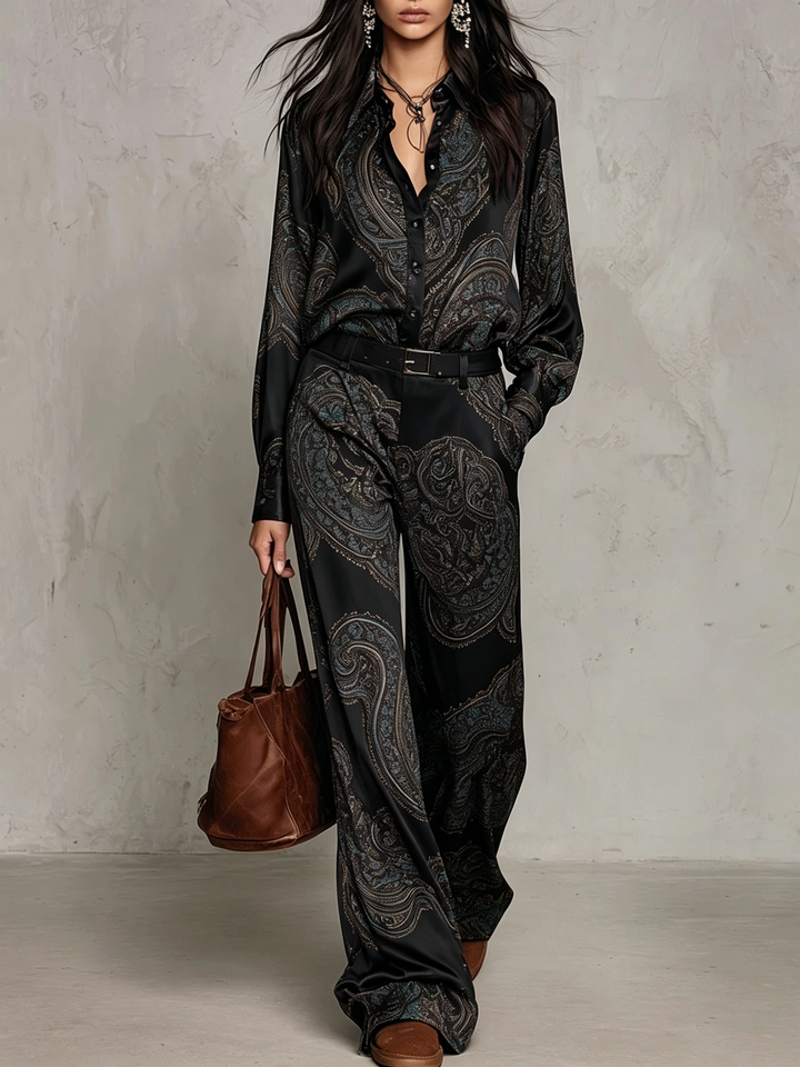 Lorelei - Coordinato due pezzi in seta con stampa paisley