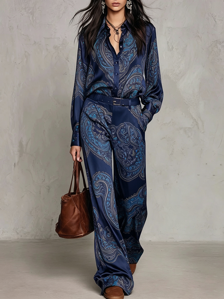 Lorelei - Coordinato due pezzi in seta con stampa paisley