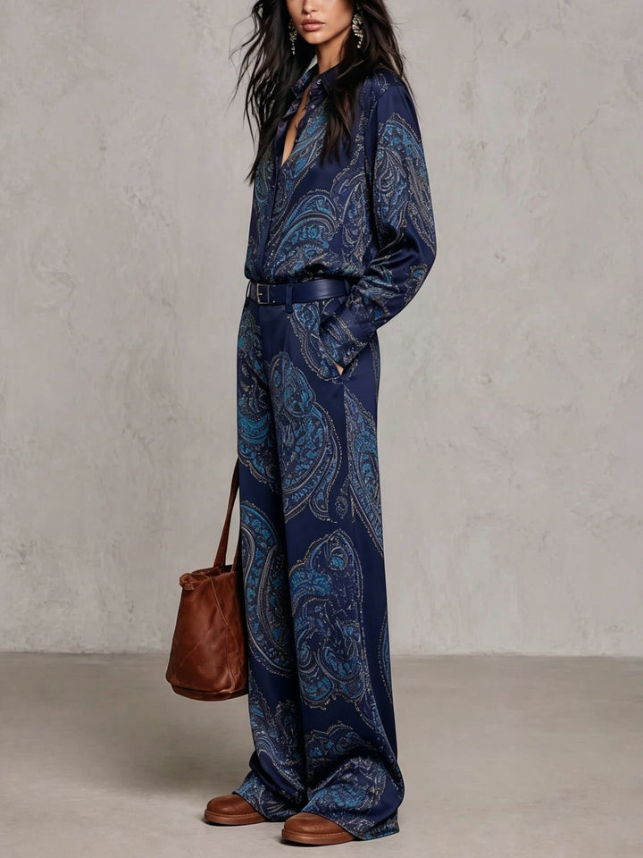 Jessamira - Coordinato due pezzi setoso a stampa paisley